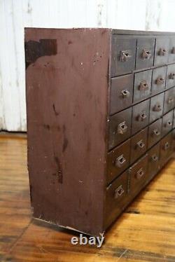 Antique Apothecary drawer cabinet counter Wood card catalog storage file box