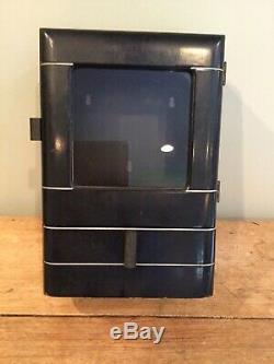 Antique Art Deco Black Lacquer Wood Medicine Apothecary Wall Cabinet