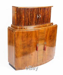 Antique Art Deco Burr Walnut Half Moon Cocktail Cabinet Dry Bar c. 1930