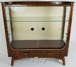 Antique Art Deco Display Cabinet Mahogany With Glass Doors And Drawers Vintage
