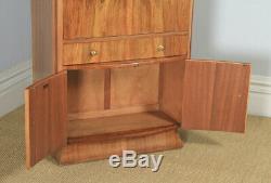 Antique Art Deco Figured Walnut Cocktail Bow Front Cabinet by F. H. Marshall