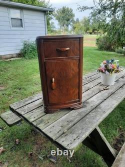 Antique Art Deco Small Wood Cabinet or Nightstand 1930s