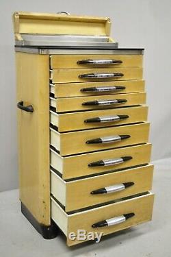 Antique Art Deco Wood & Metal Medical Dental Dentist Doctor's Cabinet