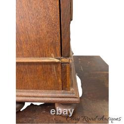 Antique Art Nouveau tiger oak quarter sawn wall cabinet 1890 bronze plaque nice