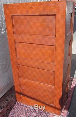 Antique Arts & Craft Oak Raised Panel File Cabinet With 4 Over 3 Drawer Format