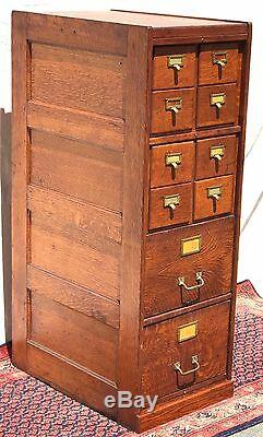Antique Arts & Crafts / Mission Oak Office File Cabinet Rare 8 Over 2 Drawer