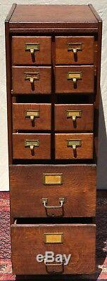 Antique Arts & Crafts / Mission Oak Office File Cabinet Rare 8 Over 2 Drawer