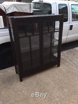 Antique Arts & Crafts Mission Oak Stickley Style China Cabinet Cupboard Bookcase