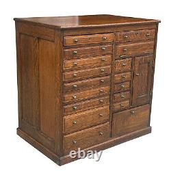 Antique Arts & Crafts Quartersawn Oak Library File Dental Cabinet