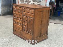 Antique Arts & Crafts Quartersawn Oak Library File Dental Cabinet