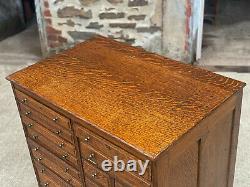 Antique Arts & Crafts Quartersawn Oak Library File Dental Cabinet