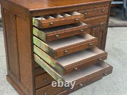 Antique Arts & Crafts Quartersawn Oak Library File Dental Cabinet