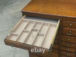 Antique Arts & Crafts Quartersawn Oak Library File Dental Cabinet