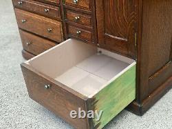 Antique Arts & Crafts Quartersawn Oak Library File Dental Cabinet