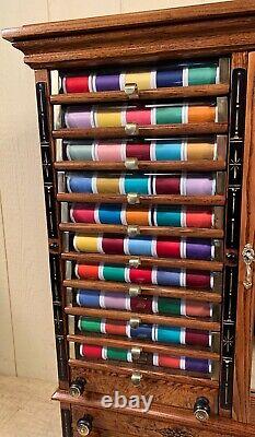 Antique Ash Belding's Silk Spool Cabinet