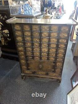 Antique Asian Apothecary Pagoda Cabinet Herbal Medicine Chest Drawers