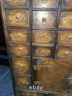 Antique Asian Apothecary Pagoda Cabinet Herbal Medicine Chest Drawers