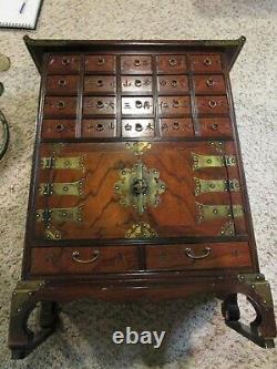 Antique Asian Apothecary Pagoda Cabinet Herbal Medicine Chest of Drawers