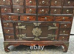 Antique Asian Apothecary Pagoda Herbal Medicine Cabinet 48 Drawers 33x30x12