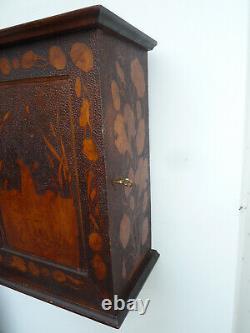 Antique Austrian Art Nouveau Wood Wall Hanging Cabinet Flowers And Foliage Deco