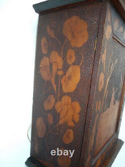 Antique Austrian Art Nouveau Wood Wall Hanging Cabinet Flowers And Foliage Deco