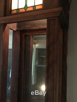 Antique Back Bar, Original Mirror, Stain Glass, Zinc Lined Ice Box Brass Hardware