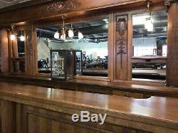 Antique Back Bar Quarter Sawn Oak & Front Bar/Lincoln NE/c1890/16ft