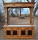 Antique Back Bar Quarter Sawn Oak With Leaded Stained Glass Panels