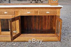 Antique Back Bar Quarter Sawn Oak With Leaded Stained Glass Panels