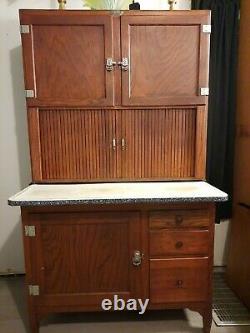 Antique Bakers Cabinet, Oak Tambour Hoosier Cabinet By G. I. Sellers Co. 1910-30