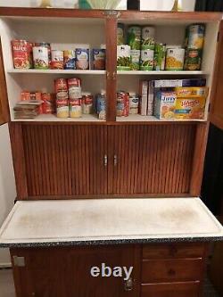 Antique Bakers Cabinet, Oak Tambour Hoosier Cabinet By G. I. Sellers Co. 1910-30