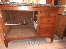 Antique Bakers Cabinet, Oak Tambour Hoosier Cabinet By G. I. Sellers Co. 1910-30