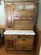Antique Bakers Cabinet, Rolling Pin, Tambours, 2 Cutting Boards, Porcelain Table