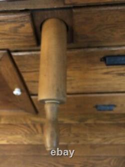 Antique Bakers Cabinet, Rolling pin, Tambours, 2 Cutting Boards, Porcelain Table