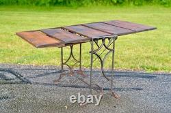 Antique Bakers Rack Cast Iron Leg Industrial Wood Shelf Clothing Rack Vintage