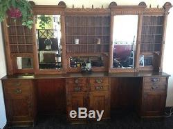 Antique Barber Shop Back Bar Cabinet Duo Stations VINTAGE