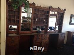 Antique Barber Shop Back Bar Cabinet Duo Stations VINTAGE