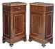 Antique Bedside Cabinets, (2) Italian Inlaid Rosewood, Marble-top, Early 1900s