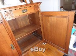 Antique Belgian Art Nouveau Quarter Sawn Golden Oak Hutch/cabinet/cupboard