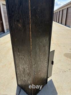 Antique Black Painted Wooden Corner Cabinet, Handmade with Shelves and Door