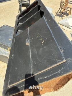 Antique Black Painted Wooden Corner Cabinet, Handmade with Shelves and Door