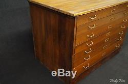 Antique Blueprint Flat File Storage Cabinet Craft Art Table Industrial Sturdy