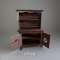 Antique Breton Miniature Buffet Au Deux Corps Cabinet, C1900