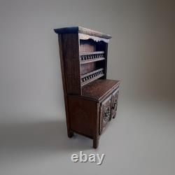 Antique Breton Miniature Buffet Au Deux Corps Cabinet, C1900