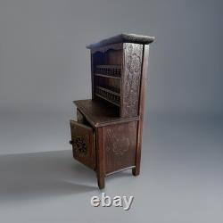 Antique Breton Miniature Buffet Au Deux Corps Cabinet, C1900