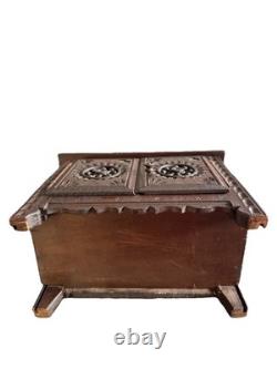 Antique Breton Miniature Buffet Au Deux Corps Cabinet, C1900