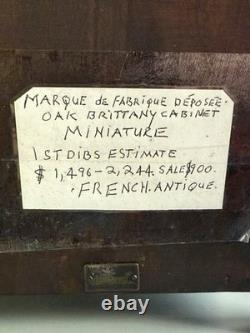Antique Breton Miniature Buffet Au Deux Corps Cabinet, C1900