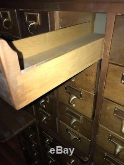 Antique Bro-Dart Industries 60 Drawer Library Card Catalog Cabinet Dark Wood
