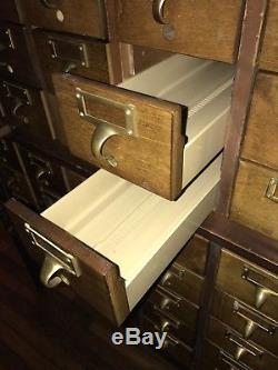 Antique Bro-Dart Industries 60 Drawer Library Card Catalog Cabinet Dark Wood