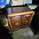 Antique Brown Carved Wood 2-door Cabinet Raised Panel Knobs